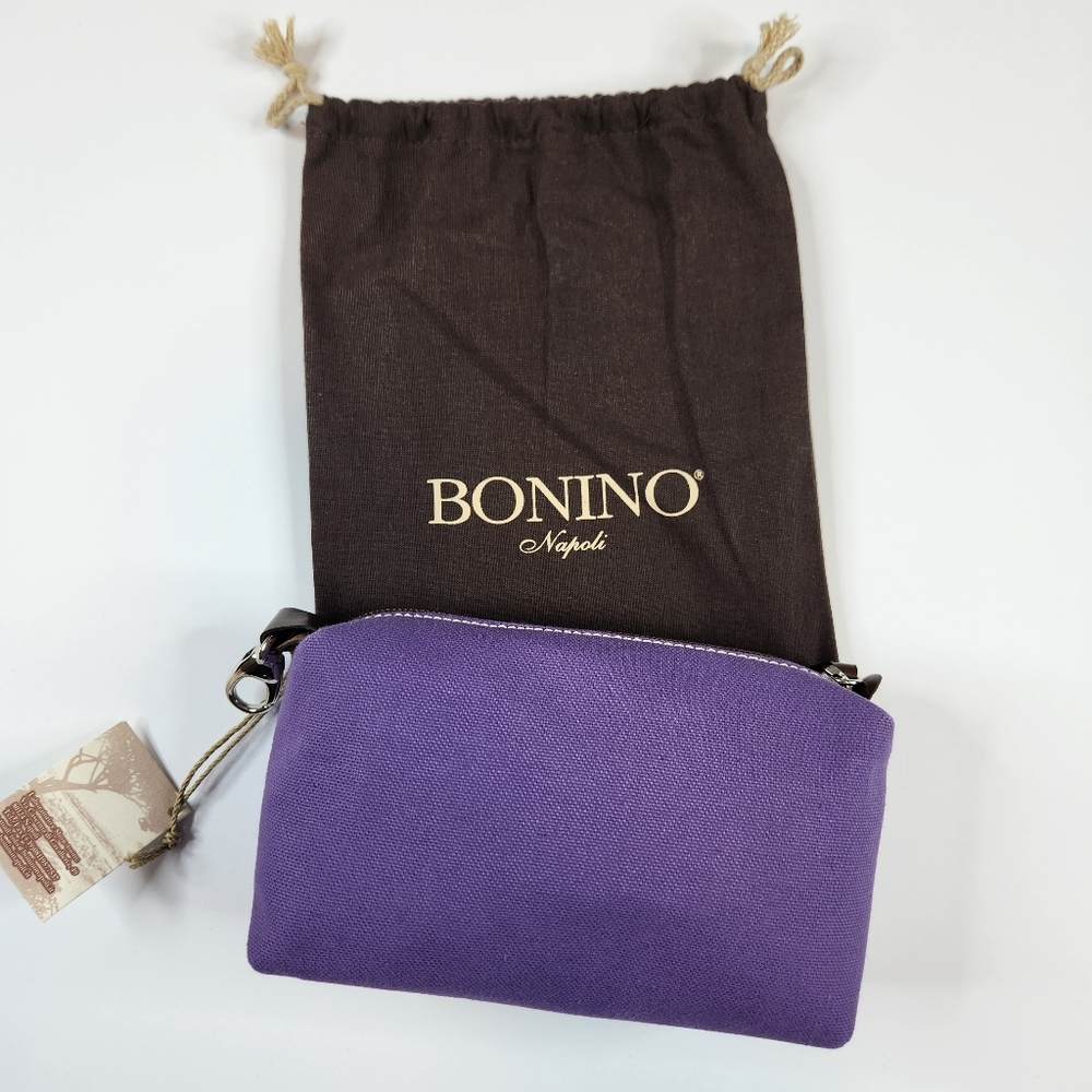 Bonino Made In Italy Makeup Cosmetic Bag Purple With Dust Cover Bag